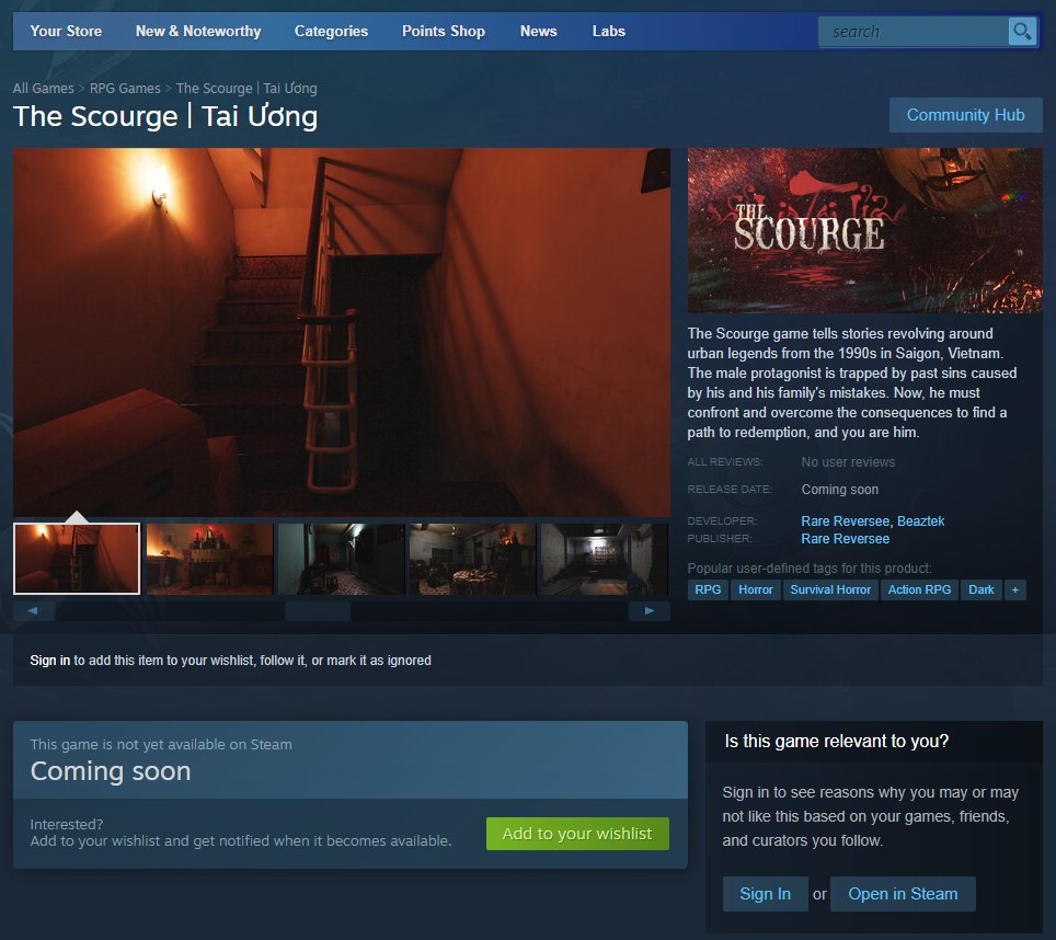 [UPDATE - OUR STORE ON STEAM NOW VISIBLE] 
Check it out here: shorturl.at/auCFH

Steam just approved The Scourge's store! 
Do not forget to add our game to your wishlist to be notified of our next move faster!
#TheScourge #horror #gamingpc