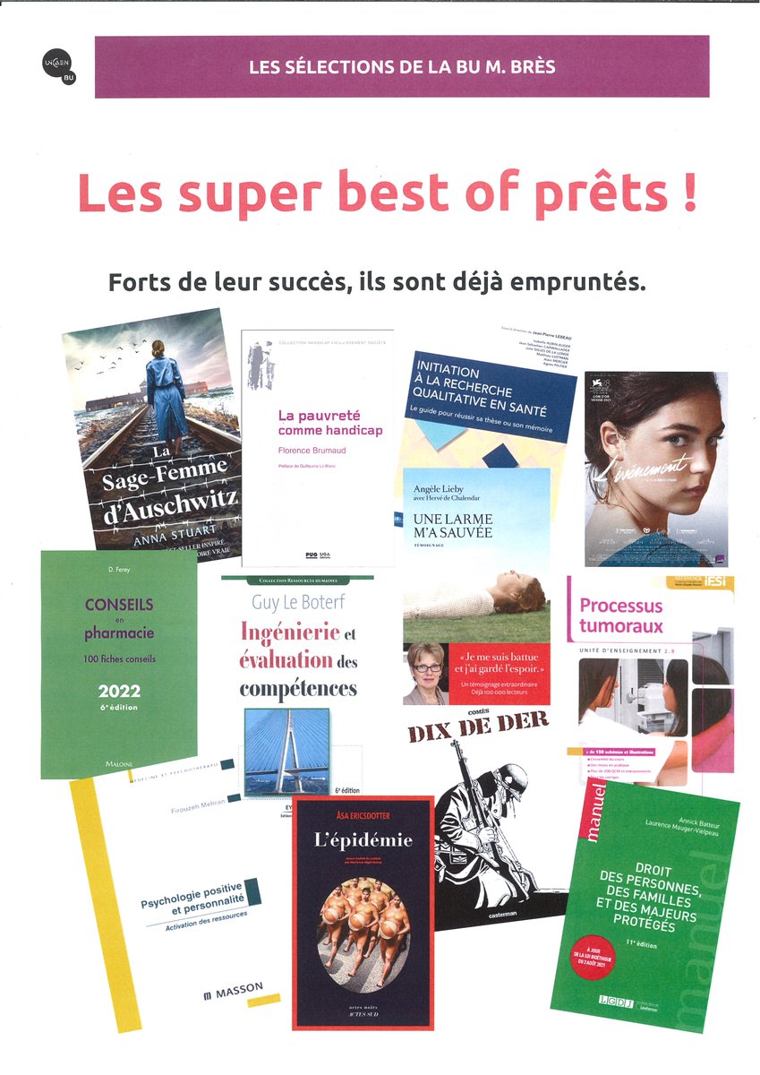 BibSante's tweet photo. Venez découvrir au 1er etg de @BibSante les documents les plus empruntés de l'année universitaire 2022-2029

➡️https://t.co/L9VViEdYmK https://t.co/zwRCvtPDHV