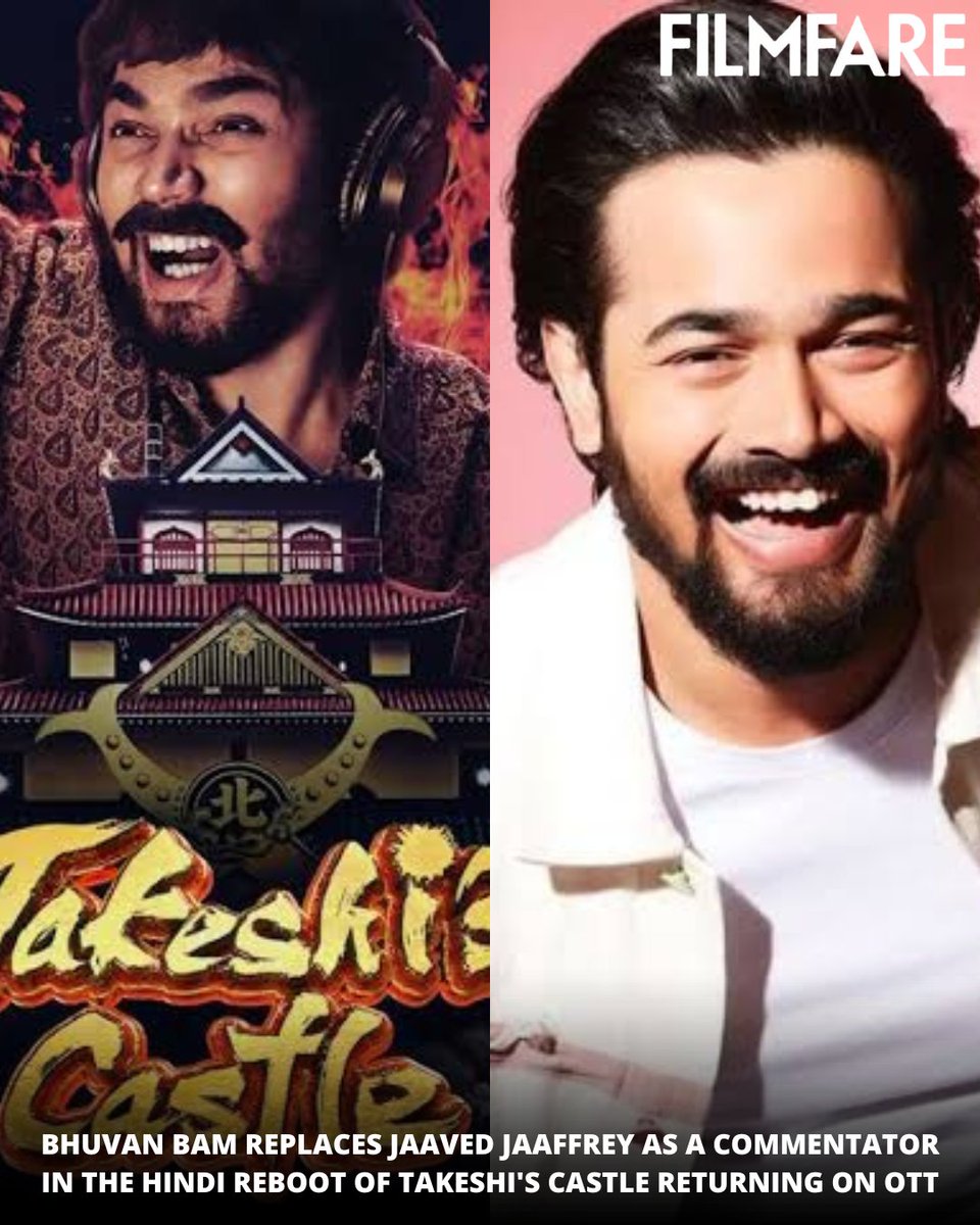 filmfare's tweet photo. Nostalgia hitting hard! ♥️
#BhuvanBham has reportedly replaced #JaavedJaffrey as a commentator in the upcoming Hindi reboot of #Takeshi'sCastle on OTT. https://t.co/x5fyEb3YjP