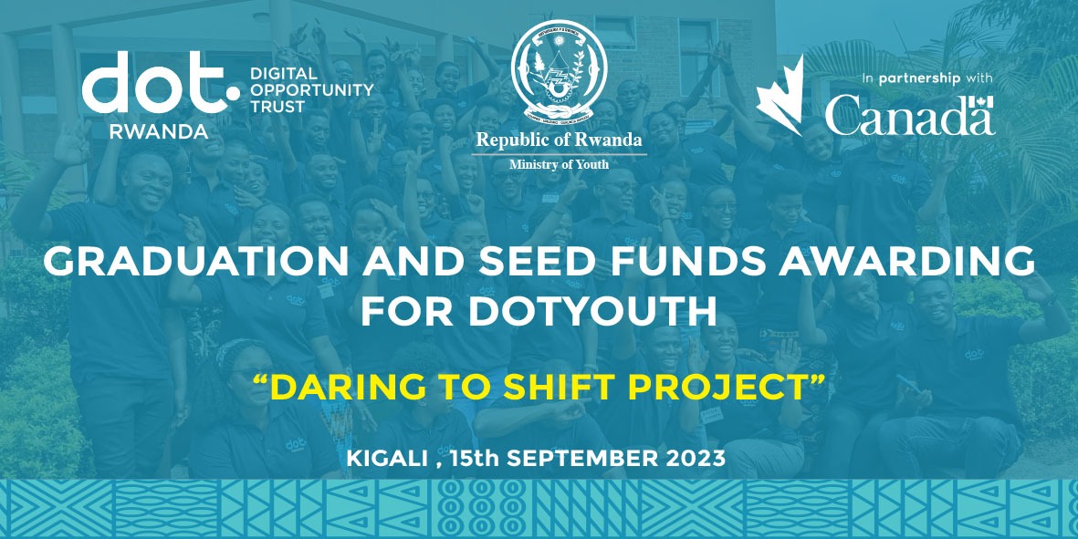DOTRwanda's tweet photo. Celebrating Today: The graduation of Digital Champions and the awarding of Seed Funds to Social Entrepreneurs is happening now! Stay tuned 💪
@DigitalOppTrust  @MiniYouthRwanda @GAC_Corporate 
#DOTYouth #CreateYourOpportunity https://t.co/sM0a2EtJCh
