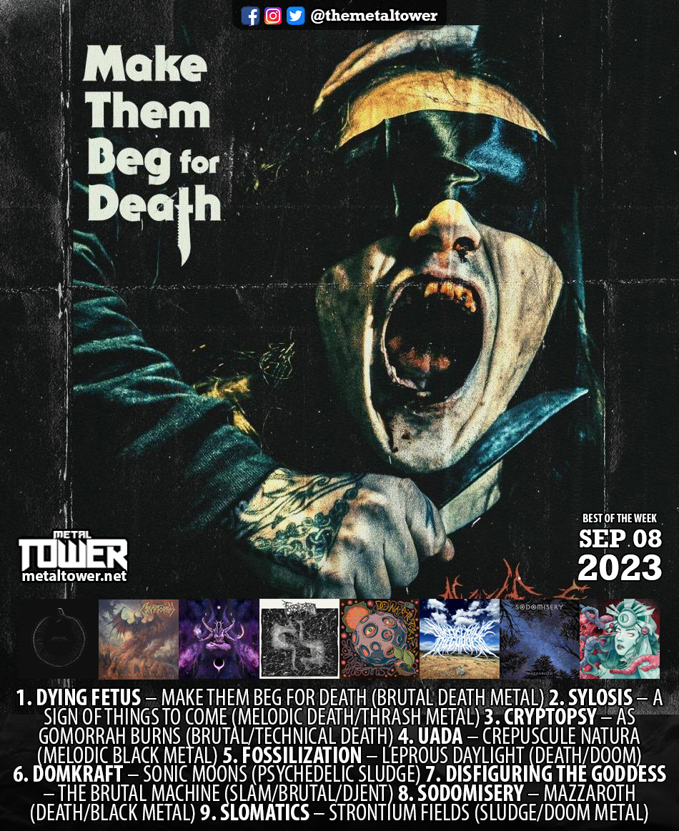 themetaltower's tweet photo. Aquí nuestra lista semanal con los mejores lanzamientos (Sept 08/2023), en la que destacamos a Dying Fetus con su álbum "Make Them Beg for Death". ¿Ya lo escuchaste?
Checa y escucha los 20 lanzamientos incluidos en nuestro #MetalChart🔥 de esta semana.
👉https://t.co/S18Ev0ptMP https://t.co/783LQvMeWQ