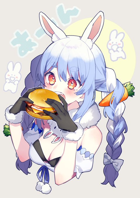 お月見ぺこちゃん🐰🍔 #ぺこらーと 