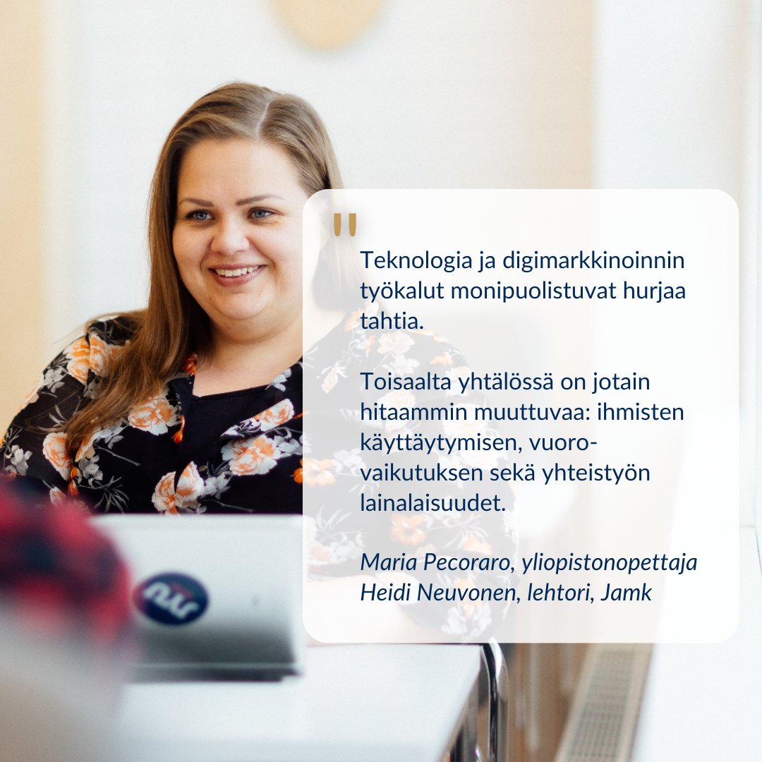 Markkinoinnin yliopistonopettaja Maria Pecoraro ja Jamkin lehtori Heidi Neuvonen kirjoittavat blogissa, että vaikka digimarkkinointi kehittyy nopeasti ja vaatii tekijöiltä koko ajan uutta osaamista, jotkin perusasiat pysyvät samoina vuodesta toiseen: r.jyu.fi/F7I