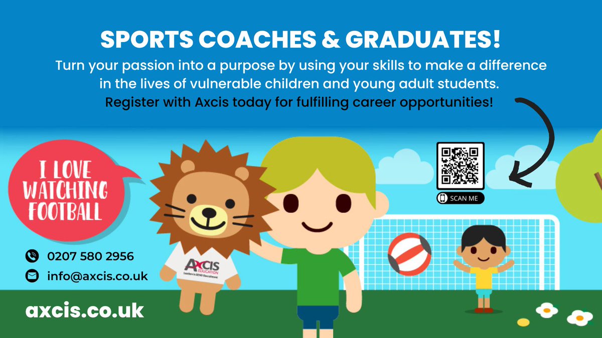 📢 Are you a #sportscoach or #graduate who wants to explore the possibility of uitilising your #sports skills in the #classroom?⚽️🎾🏉 Join us in making a positive difference in the lives of students in our #schools in #England & #SWales | E: info@axcis.co.uk | T: 📲 02921602960