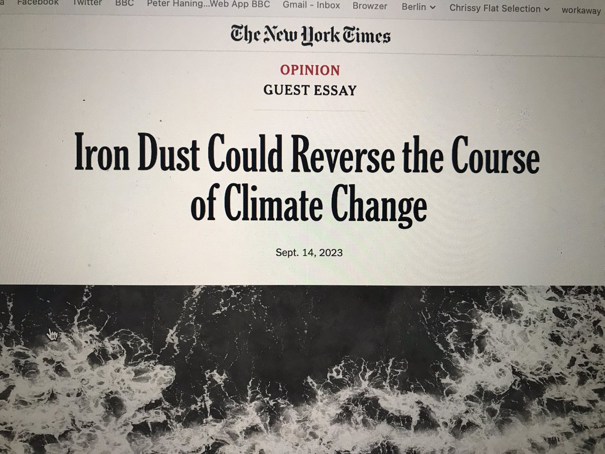 Pumping iron into the oceans… what could possibly go wrong? Please read @ElizKolbert Under a White Sky or if you fancy a fictional take on geo engineering then the Burning Time?