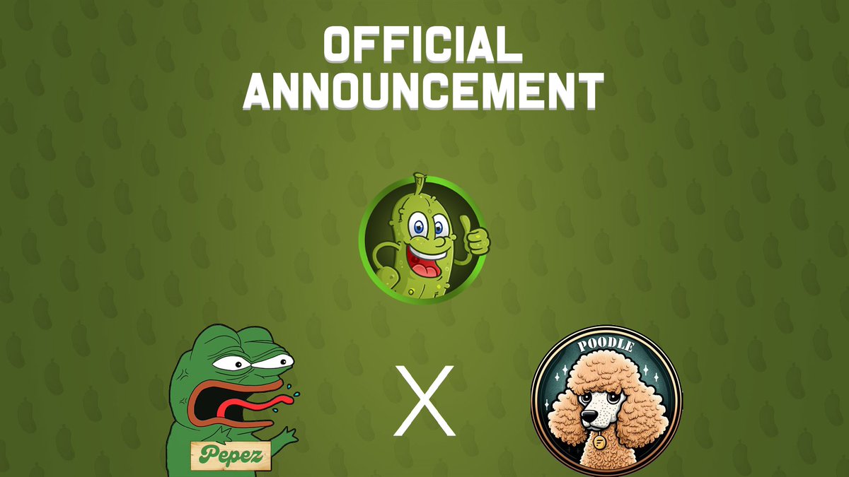 HUGE NFT giveaway! 🚀

We're teaming up with; 
#PepesNFT and #PoodleNFT 🐸🐩

Get ready to win some fantastic NFTs from these awesome projects.

🤩1 Pickle's Warfare NFTs
🤩1 Pepes NFTs
🤩1 Poodle NFTs

Terms:
Follow: <a href="/PicklesWarfare/">Pickle's Warfare ☀️</a>, <a href="/PepesSgb/">PepeS | Songbird</a>, <a href="/PoodleFLR/">Poodle Coin - FLR</a>
Like, Retweet and tag 3