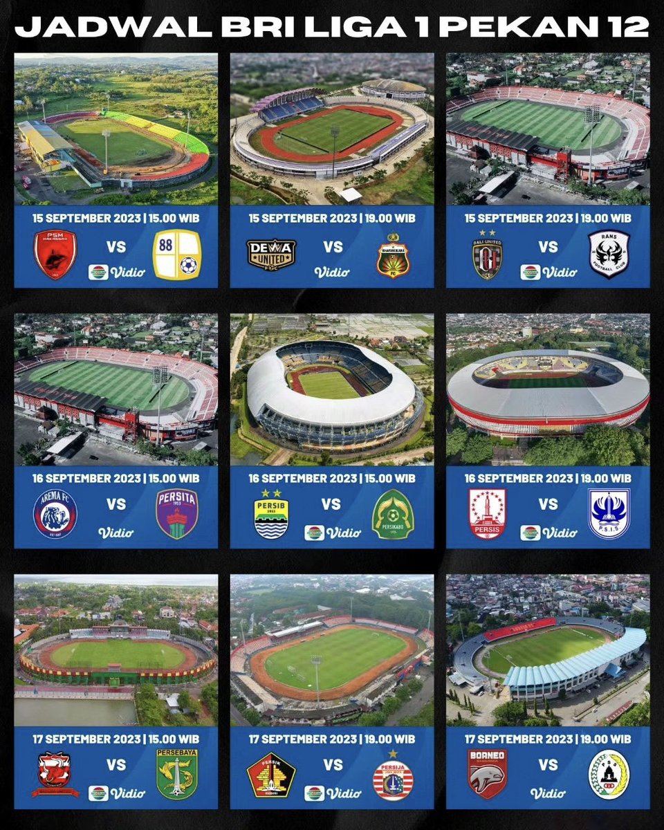 LIGA INDONESIA
Jadwal BRI Liga 1 pekan 12 dan Pegadaian Liga 2 pekan 2

Mulai nanti sore.. seru nih

Tonton trus sepakbola Indonesia.
Liga paling seru di dunia😁
#liga1 #liga2 #briLiga1 #PegadaianLiga2 #sepakbola #Indonesia