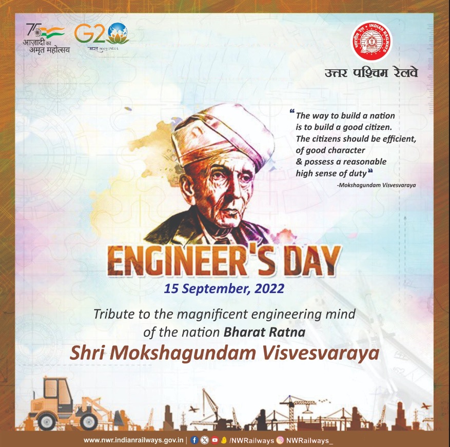 NWRailways's tweet photo. #HappyEngineerday
Tribute to the magnificent engineering mind of the nation #BharatRatna Shri Mokshagundam Visvesvaraya https://t.co/DU5KbSYWI9