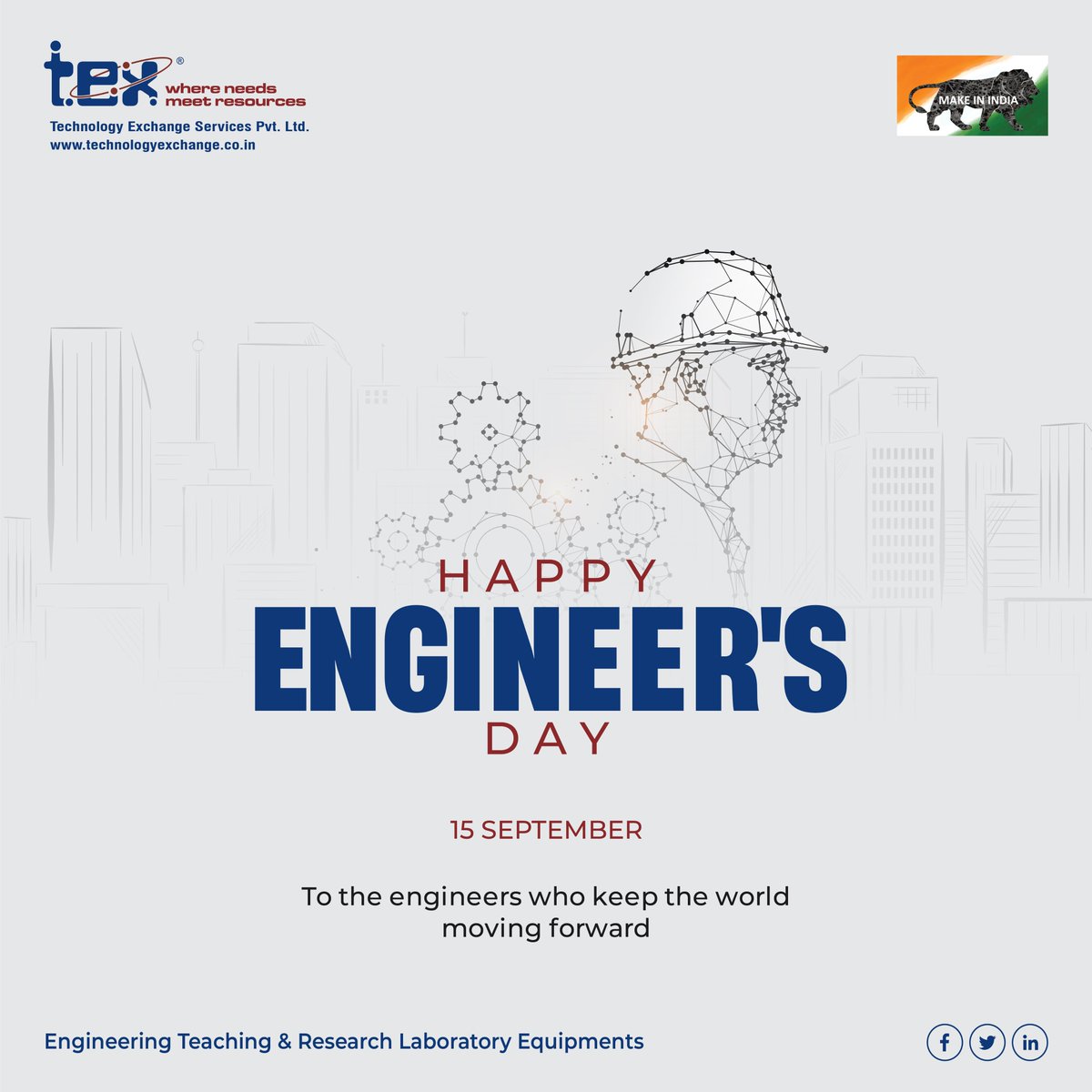 ✨ Happy Engineer's Day ✨
📌  Today, we celebrate the brilliant minds who engineer a brighter future. 
#engineersday #engineersday2023 #engineeringexcellence #engineeringsolutions #engineeringskills #customizedproducts #manufacturingquality #tex #technologyexchangeservices