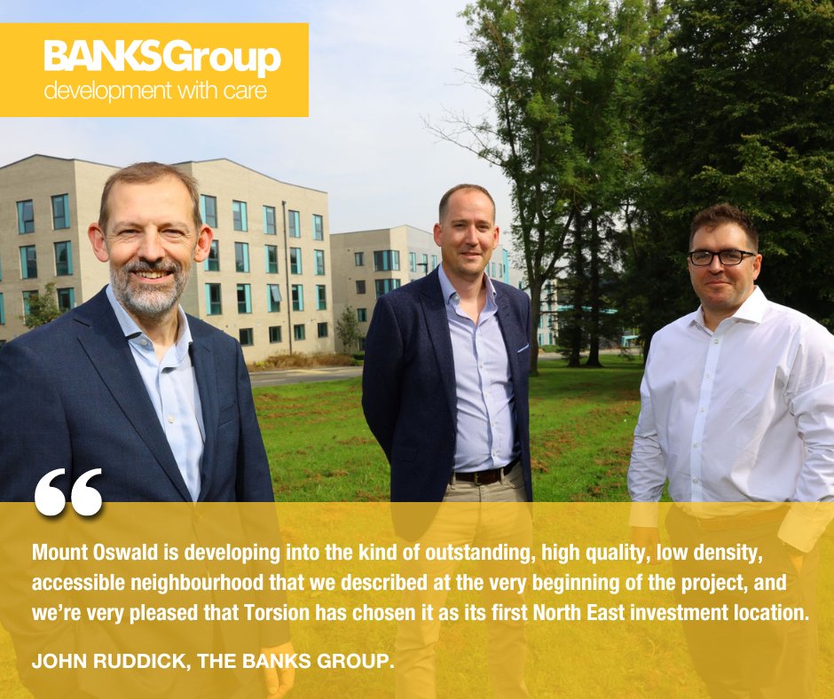 🔊 Banks Group &amp; <a href="/TorsionGroup/">Torsion Group</a> agree deal for new care home at Mount Oswald site in Durham City. 

We are delighted to reveal we have submitted a planning application to Durham County Council to build a brand new high quality care home.

Read in full 👉 bit.ly/3PcwjKK