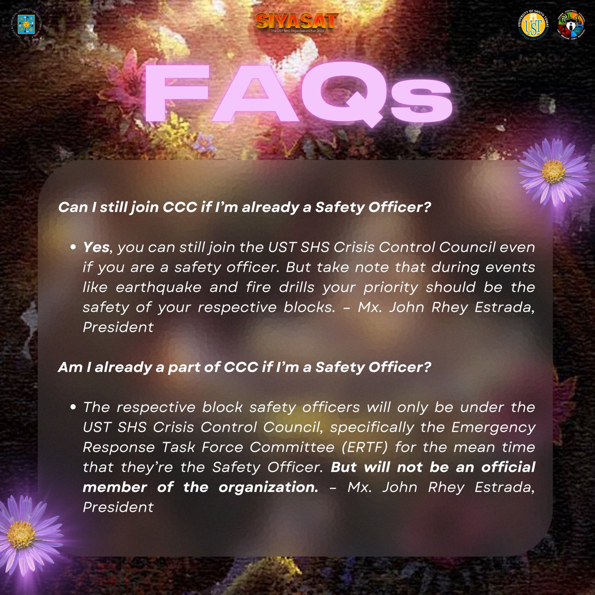 ustshsccc's tweet photo. Got CCCuestions? We've Got Answers! 🤔🤩

Here are some frequently asked questions to clear your minds and help you in your application. For more queries, please don’t hesitate to chat our page. 💬

CCC ya around, Future Lifesavers! ⛑️

🔗 APPLY NOW: https://t.co/KeNKHy670s https://t.co/hG7RgceF97