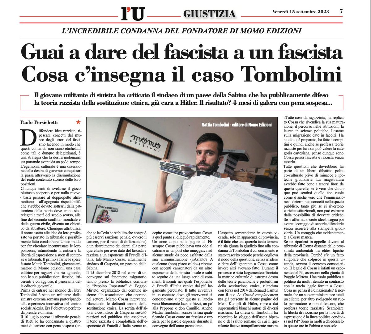 Che ne pensa il <a href="/pdnetwork/">Partito Democratico 🇮🇹 🇪🇺</a> e <a href="/ellyesse/">Elly Schlein</a> che a livello nazionale fa opposizione a FDI e a livello locale un suo assessore struttura un accusa, e quindi fa politica, insieme a FDI?
È questa la democrazia? O è un'altra operazione di legittimazione?
Sarebbe bello un gesto...