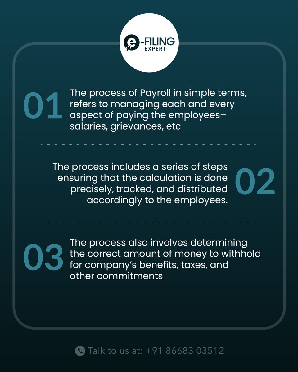 efilingexpert's tweet image. Now you know what payroll processing is!
Don&apos;t sweat the details; leave it to the pros. Let us take it from here and make your life easier.

Get in touch today! 
#payroll #payrollservices #payrollprocess