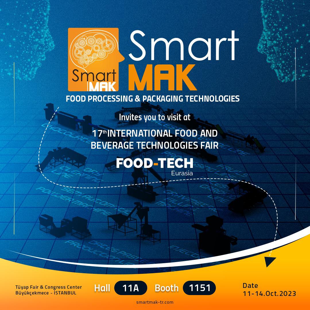smartmakina's tweet photo. SmartMAK for Packing Machinery and Production Lines invites you to visit its booth No. 1151 (Hall No. 11A) at FOODTECH exhibition in Istanbul on October 11-12-13-14, 2023
📷https://t.co/fpJyLWrCk8
📷https://t.co/lvVVVgsaqi
📷 info@smartmak-tr.com https://t.co/2SbrP1EWBA