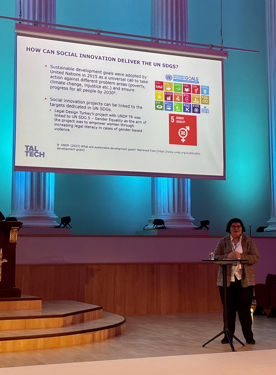 Social innovation by legal design. @ebrumetin sharing research and case study from Legal Design Turkey. ”Most importantly, social innovation empowers individuals.” Love to see #legaldesign connected to #SDG2030 #LDS2023 @LegaldesignFI