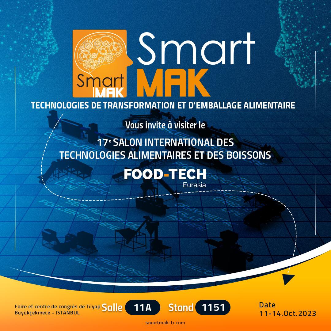 smartmakina's tweet photo. SmartMAK pour machines d'emballage et lignes de production vous invite à visiter son stand n° 1151 (Hall n° 11A) au salon FOODTECH à Istanbul les 11-12-13-14 octobre 2023

📌https://t.co/fpJyLWrCk8
🌐https://t.co/lvVVVgsaqi
📧 info@smartmak-tr.com https://t.co/f1bWrkG5Gp