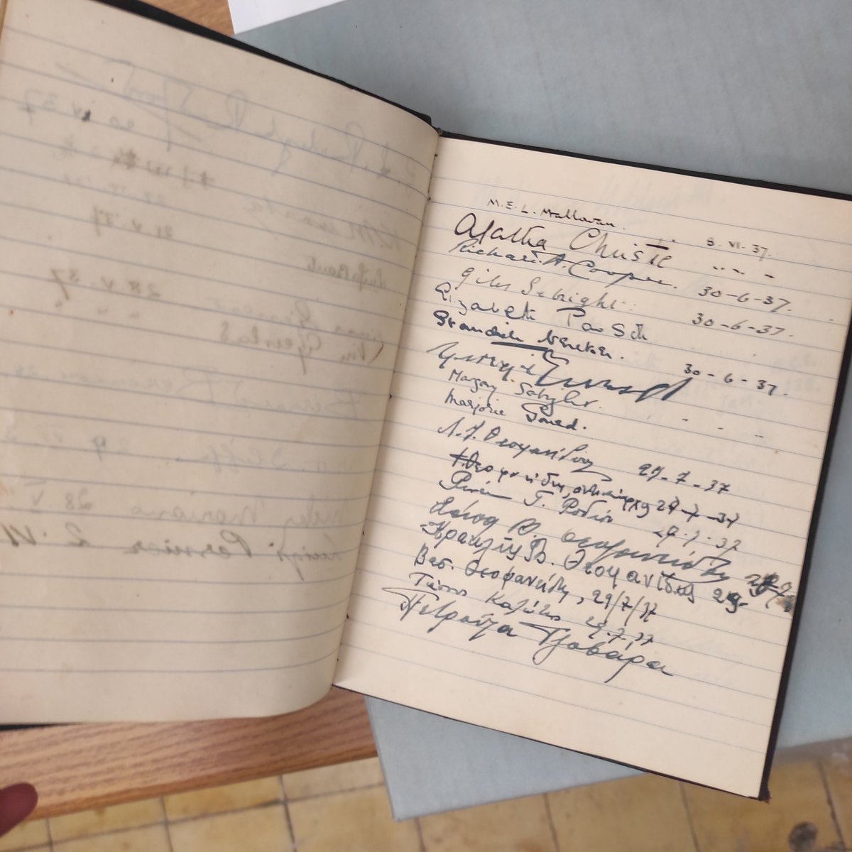 Our Librarian Evi has come across an interesting find. Agatha Christie (born #onthisday, the 15th September, 1890) appears to have visited the BSA Knossos Research Centre in 1937 with her second husband, Max Edgar Lucien Mallowan, an archaeologist and 13 her junior...