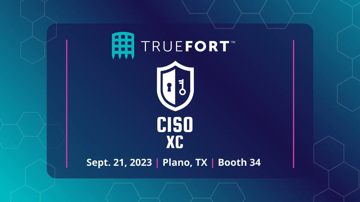 TrueFort's tweet photo. TrueFort will be sponsoring @ciso_xc at The Renaissance Dallas at Plano Legacy on September 21st! Connect with our team to get the latest on microsegmentation, lateral movement protection, zero day attacks, and more. 

#itsecurity #cybersecurity https://t.co/9AbZnfgRqD