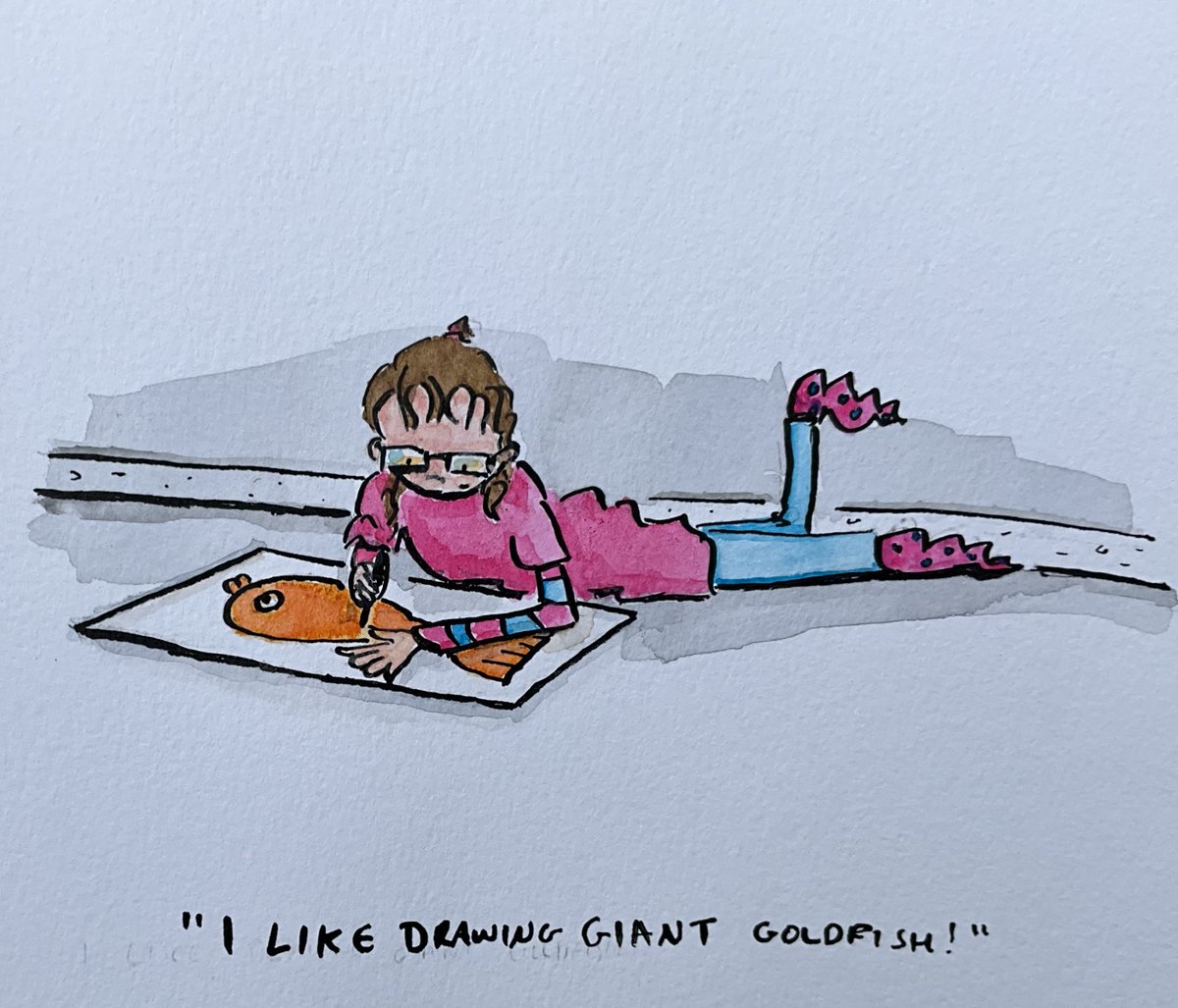 WhatWeOnceWere1's tweet photo. Goldfish, goldfish, goldfish! The house is like an aquarium! #childhood #watercolorpainting #parentlife #painteveryday #daughter #daughterlove #art #parent #parenting #drawingseptember #dailydoodle #illustration #artjournal #illustrationjournal #sketchjournal #childartist https://t.co/bxxKl2EExe