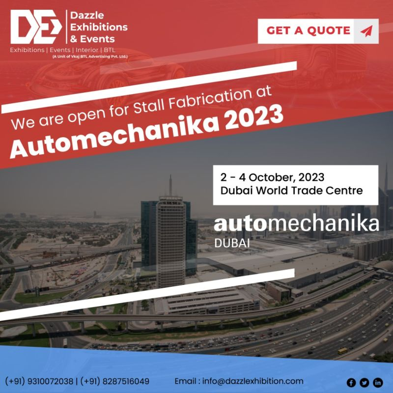 We are open for stall fabrication at Automechanika Dubai

Contact us for the stall fabrication on 9310072038
#automechanikadu #automotivemarket #automotiveindustry #automotiverepair #automechanic #automechanika #automechanika2023 #automechanikadubai #tradeshow #dazzlexhibition