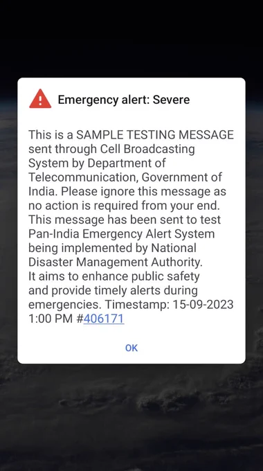 EuropeCognizant's tweet image. आपदा प्रबंधन विभाग भारत सरकार द्वारा देश के करोड़ों मोबाइल धारको के नेटवर्क को एक #emergencyalert भेज कर सफलता पूर्वक टेस्ट किया गया है जिससे किसी भी आपदा जैसे भूकंप, बाढ़, आंधी, बारिश आपातकालीन युद्ध के समय लोगों को तुरंत सावधान किया जा सके  #DisasterAlerts #Awazthevoice