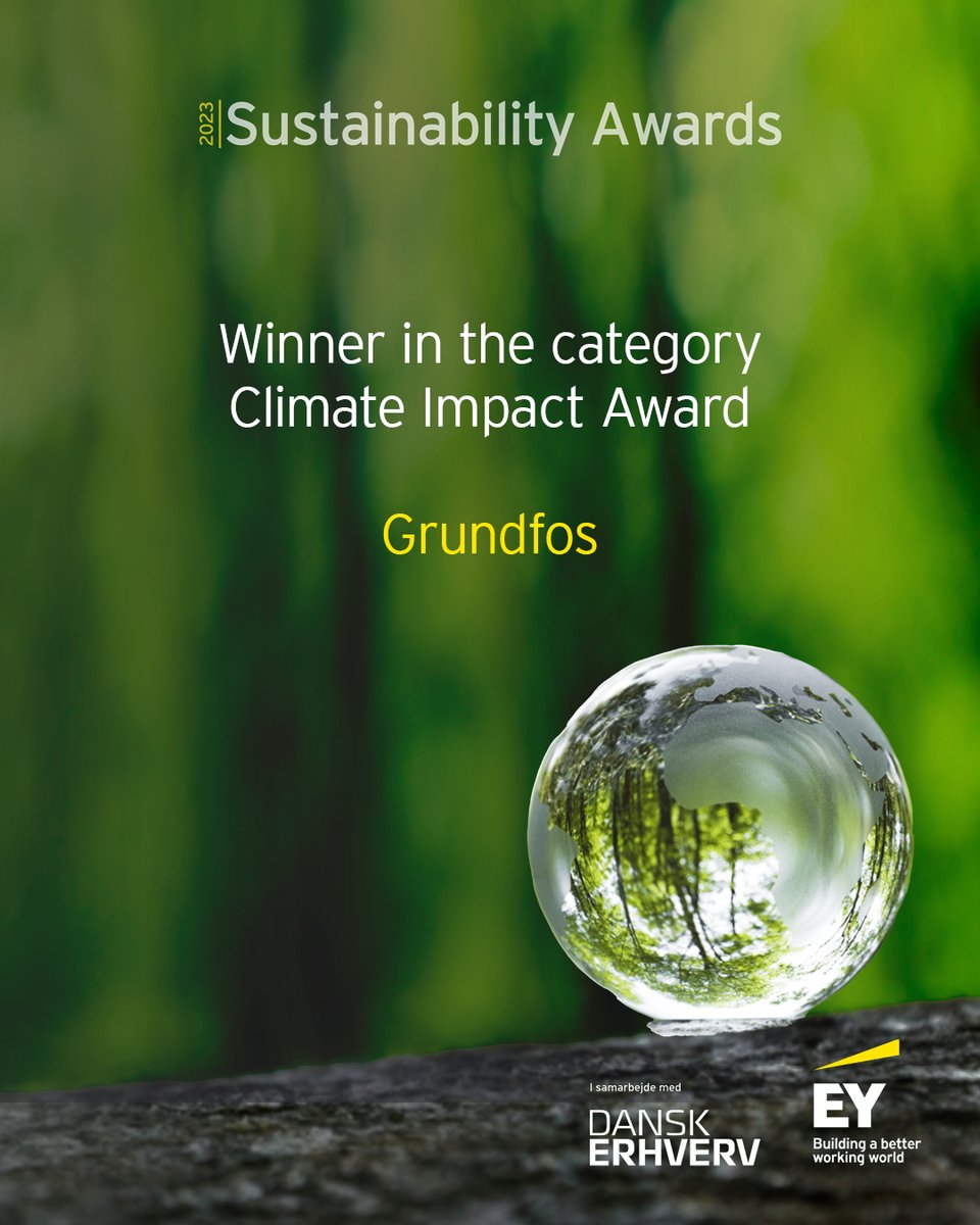Grundfos wins climate award at Sustainability Awards 2023 from the Danish Chamber of Commerce and EY on 14 September. Among other things, the jury justified the choice of Grundfos with its solid results and a complete plan for net zero. Read more here gfos.ly/6013Pfy4S
