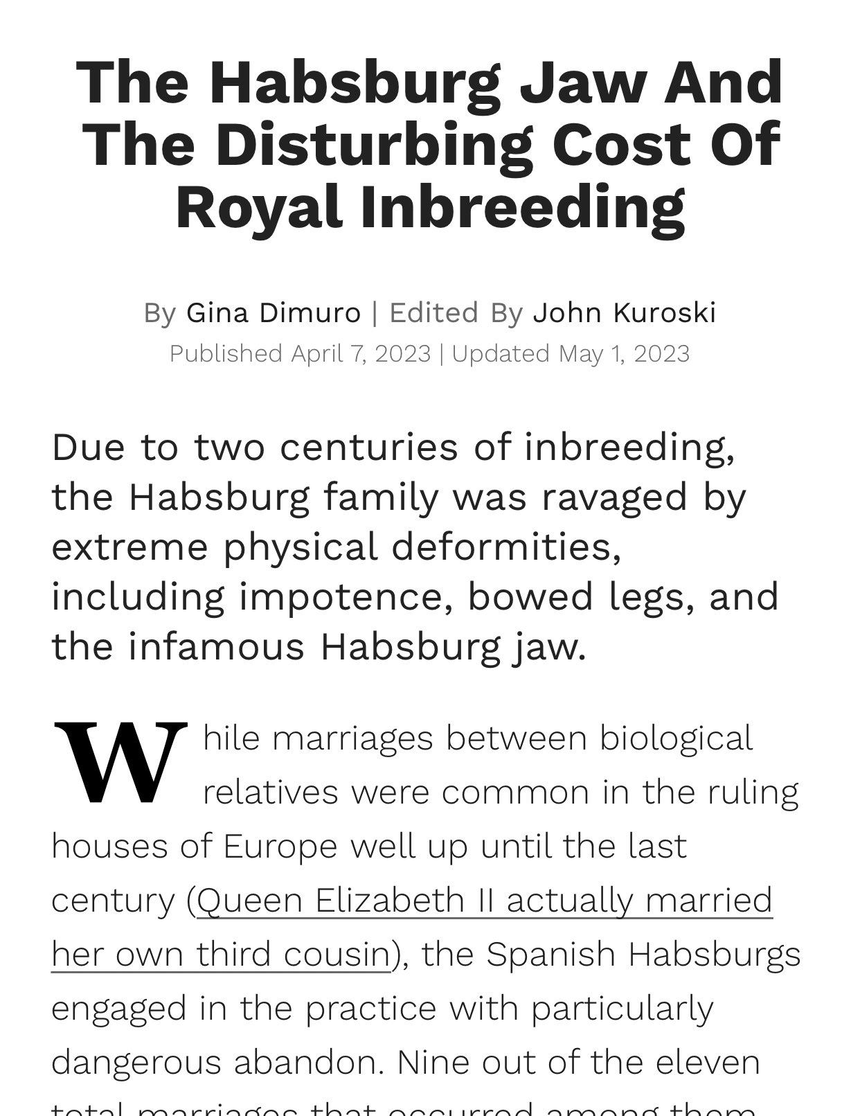 The Habsburg Jaw And The Cost Of Royal Inbreeding