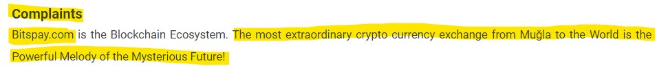 ParrotCapital's tweet photo. @DesoGames @Cryptadamist 🚩 The #Bitspay User Agreement also references a Bitspay (dot) com, even though the site URL is Bitspay (dot) io. 

🚩 There's also an inexplicable reference to Muğla, Turkey (which makes no sense) is stuck in the "Complaints" section of a User Agreement. https://t.co/zm2qgOv6mt