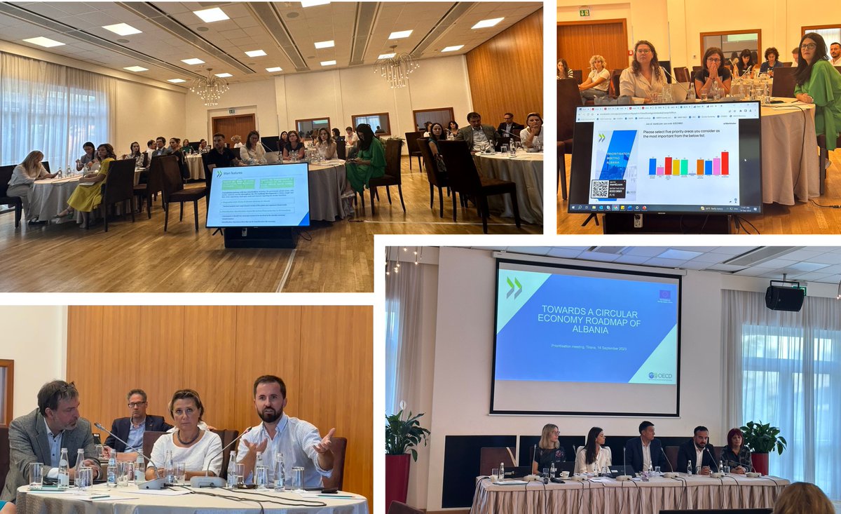 🚩Another huge milestone achieved in the development of the #CircularEconomy roadmap in 🇦🇱! #OECDseeurope consulted stakeholders in lively discussions for choosing the priority areas that will pave Albania’s road to circularity♻. Big thanks to everyone who participated!