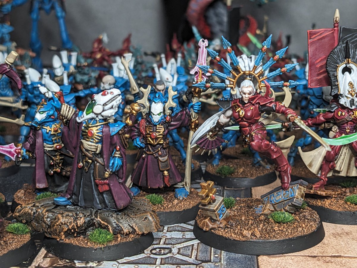 TrawlingC's tweet photo. I've been pushing myself to get through my backlog of Craftworld projects, this is all the Eldar I've painted since July 1st (although a small chunk of the total painted).
Pretty cool to see what I can do with my nose to the grindstone 😁
#warhammercommunity
#warhammer40k https://t.co/D7HiYZcMO4