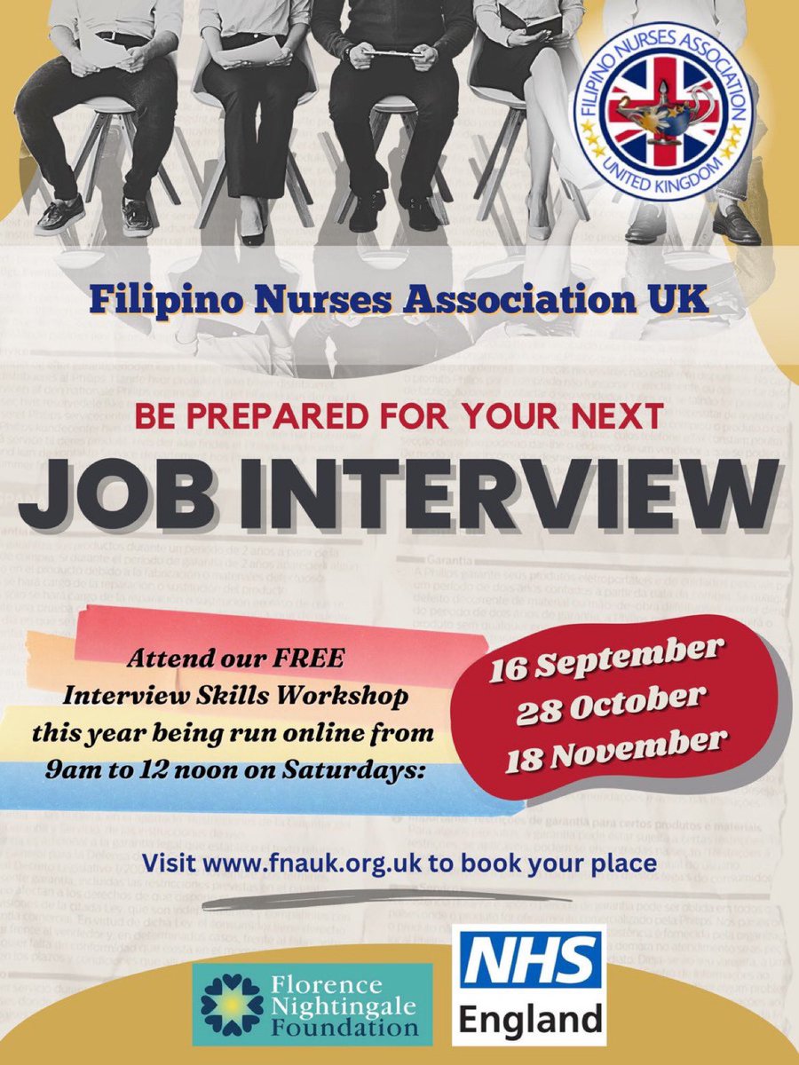 We are excited to host an Interview Workshop tailored esp. for our members & open to all! Join us for insights, tips & strategies to excel in your nursing career journey. Thank you @FNightingaleF and @NHSEngland for your support! Let! #NurseInterviews #GlobalNursing'