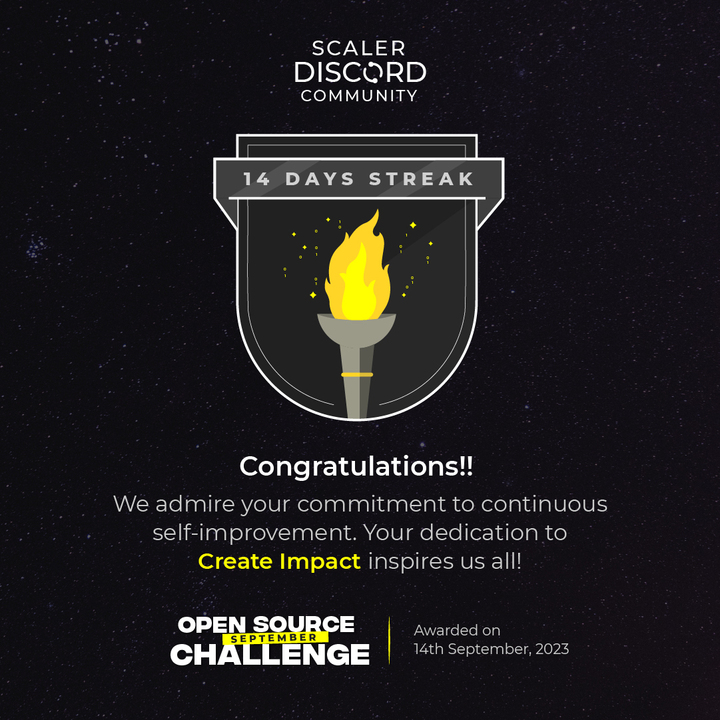 Lucky__Dhingra's tweet photo. Milestone 2🥳#completedI am on 14 days streak 🔥 with creating nd contributing in this #OpenSourceSeptemberChallenge #ScalerDiscordCommunity along with
@scaler_official
Github issue Link :https://t.co/W7rg8APT8a
#Checkpoint2 #Opensourcesep #ScalerDiscord https://t.co/PXd4QpfLdz