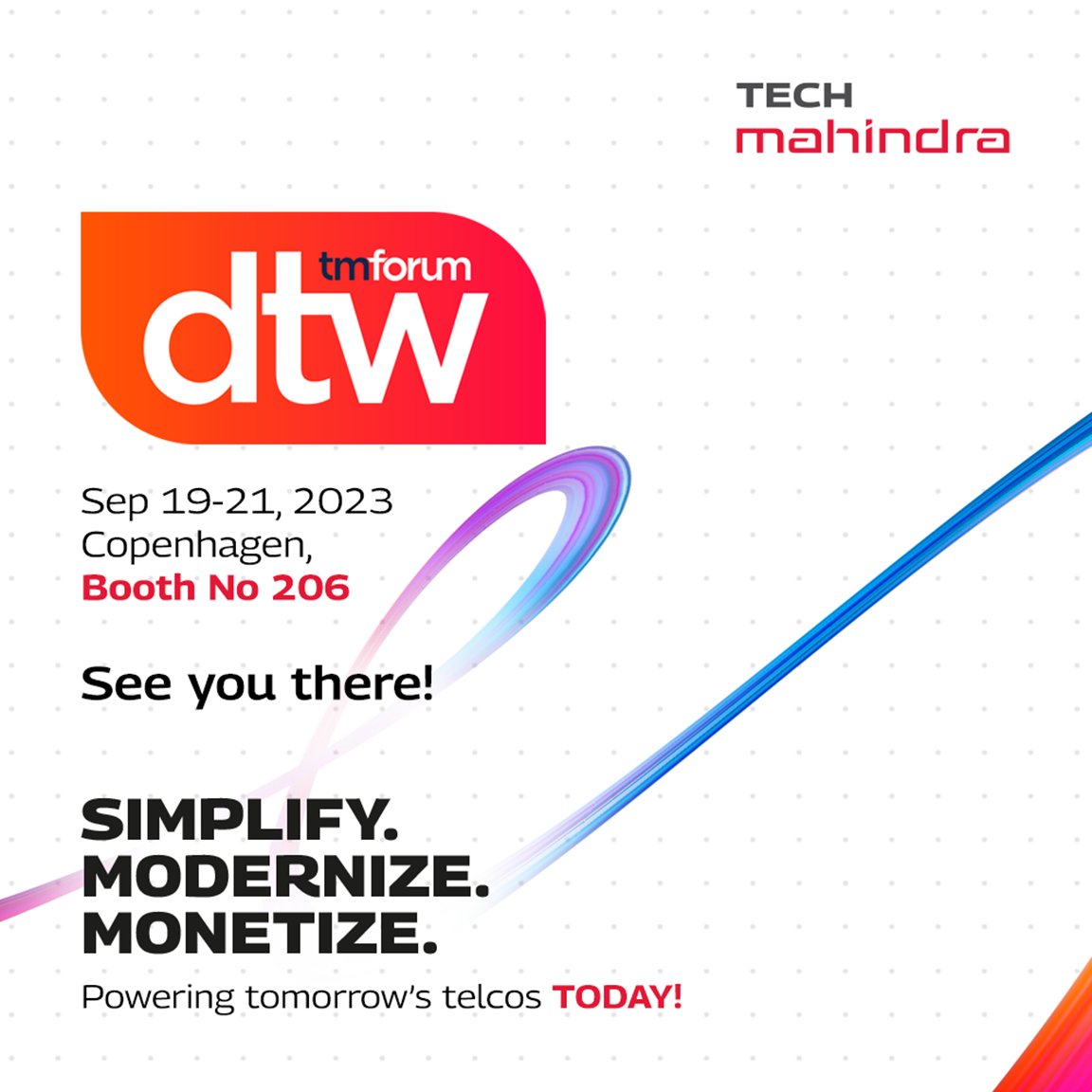 tech_mahindra's tweet photo. Unlock growth in the telco industry with #TheCEOPlaybook
We look forward to meeting you at @TMForumorg's Digital Transformation World in Copenhagen, where we'll be launching this playbook
Download: https://t.co/qGxktVZHxb
#NxtNow #TMForum #SimplifyModernizeMonetize #DTW2023
