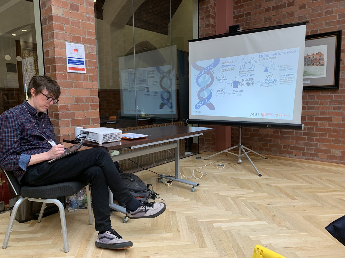 Mpmok's tweet photo. Prof Farooqi  - brilliant presentation explaining the complex area of #obesity and #genes in ways we can understand. Great summary drawn through the meeting #UKCO2023 https://t.co/mbKzzrAh7y