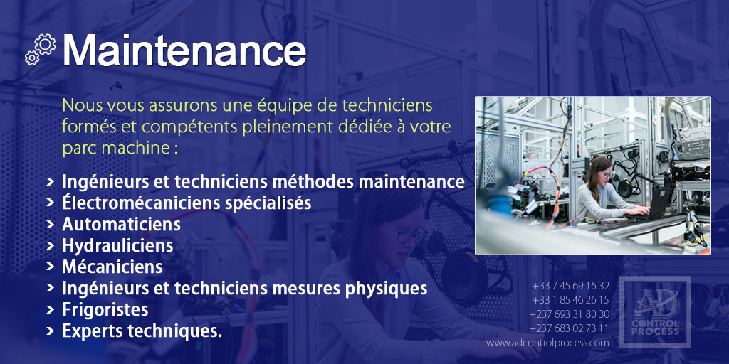 adcontrolp's tweet image. Nous vous assurons une équipe de techniciens formés et compétents pleinement dédiée à votre parc machine.
adcontrolprocess.com/prestation.php…
@emaintCMMS @AssetPanda @OfficeInventory 
#controlprocess #industry