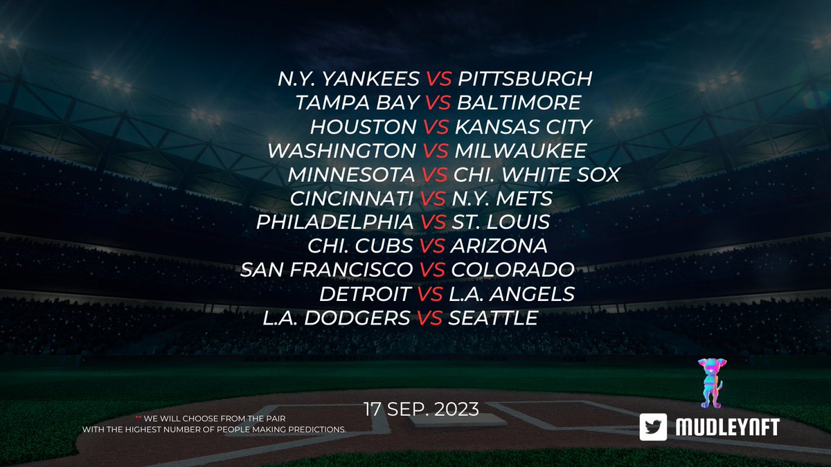 MudleyNFT's tweet photo. 📢MudleyNFT daily prediction is now open!! 
- RT and comment your prediction include #mudleydaily in your comment before 16 SEP 2023 11.59 AM(UTC+7) and wait for the good news. 

📌This event is restricted to MudleyNFT owners only. #mudleynft #BaseBall https://t.co/bygdhxGQrL