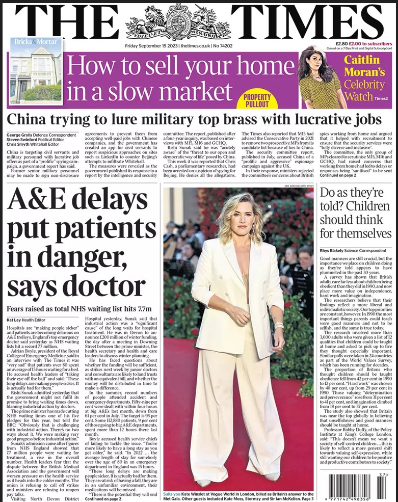 A&E delays put patients in danger, says @RCEMpresident on @thetimes frontpage – Total @NHS waiting list has hit 7.7m. Hospitals are making people sicker & patients delirious on trolleys; this is the reality behind the stats. Our members need more support #ResuscitateEmergencyCare