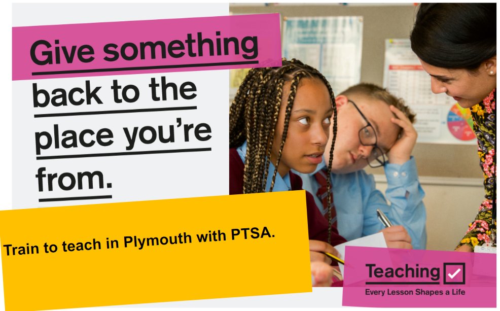 Train to teach in our Plymouth schools with our one year Postgraduate route into teaching: 
info@ptsa.uk 

<a href="/CiaraEMoran/">Ciara Moran</a> <a href="/learningatceo/">Simon Spry</a> <a href="/HighViewPlym/">High View School</a> <a href="/SalisburyRdPrim/">Salisbury Road Primary</a> <a href="/school_mwp/">Mount Wise Community Primary School</a> <a href="/princerockps/">Prince Rock Primary School</a>