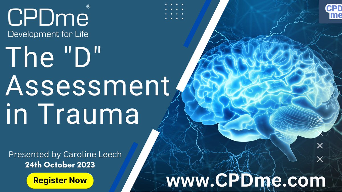 cpdme's tweet photo. Don't miss our @LeechCaroline next webinar on the 24th of October, this time about "The D Assessment in Trauma". This is going to be a busy one, so register now! Download and free app to register: https://t.co/z3AK6s2dnD #ABDCE #CPD #Webinar #FREE #HCPC https://t.co/QNJxOkcXVJ