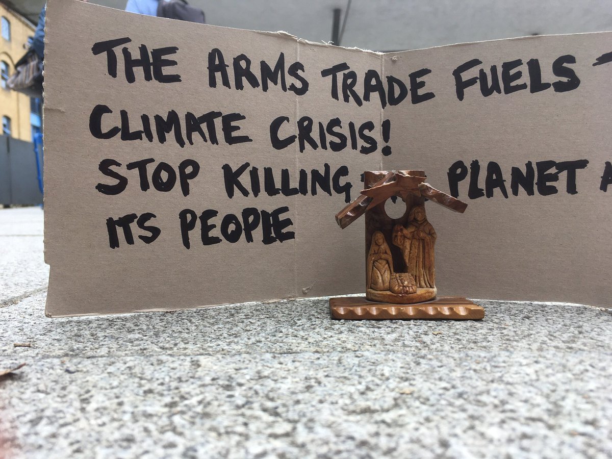 - Military arms cause suffering, death and destruction, they should not be treated as another way of making a profit.
DSEI: Let’s Do Business. Let’s have a jolly Arms Fair
- You are killing people and planet
DSEI: We’ve got a brass band to help sell  

Next time let’s #stopDSEI