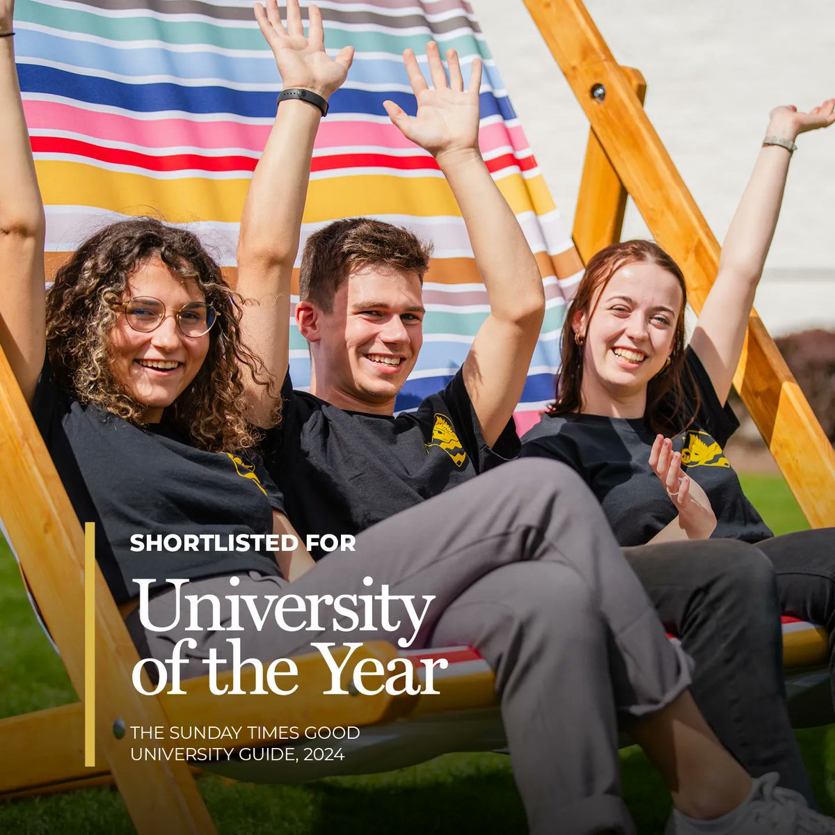 We have been shortlisted for 'Best University of the Year' for 2024! 🏆Ranking 8th in the South East, it is an honour to be recognised by <a href="/thetimes/">The Times and Sunday Times</a> Good University Guide 2024 with only six universities receiving shortlist awards.

Find out more 👉 bit.ly/3PFkIoU