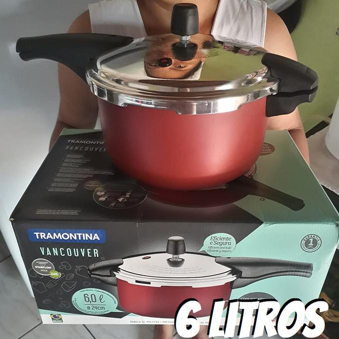 [ENCERRADA] Panela de Pressão, Vancouver, Vermelha, 6L, Diâmetro 24 cm, Tramontina
