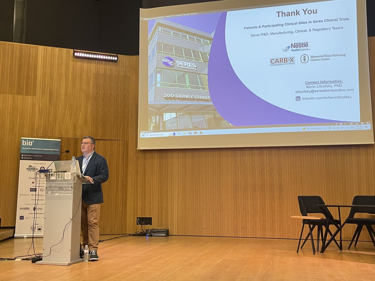 Great talk by Kevin Litcofsky
Senior Director for Clinical Discovery and Research Technologies at <a href="/SeresTX/">Seres Therapeutics</a> on the development of the SER-109/Vowst program. #Bio3greece bio3greece.org