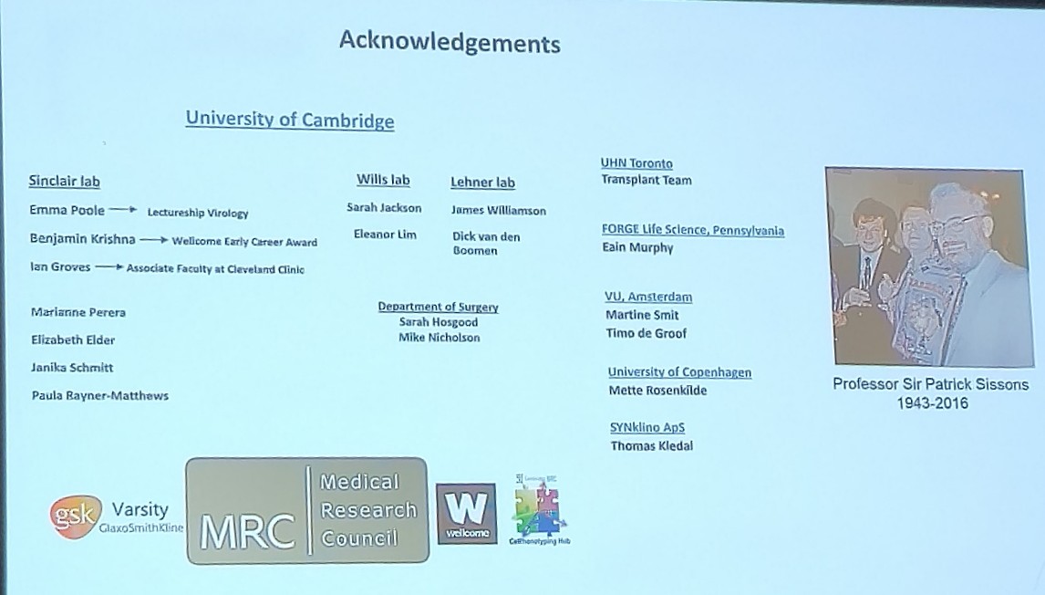 Including the wonderful swansong of John Sinclair who has been central to the department and to CMV research for decades. Many non-dry eyes in the house/church/conference centre