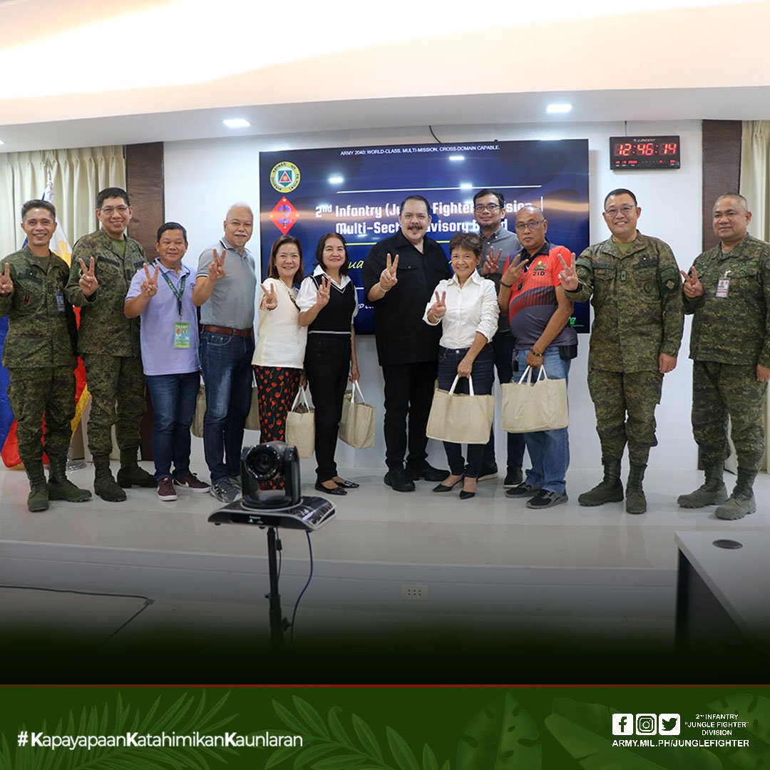 JungleFighter2's tweet photo. IN PHOTOS | The 2nd Infantry “Jungle Fighter” Division Multi-Sector Advisory Board held its 3rd Quarter Meeting for CY 2023 at Camp Capinpin, Tanay Rizal on Friday, September 15, 2023. 

#JungleFighter
#KapayapaanKatahimikanKaunlaran https://t.co/B5nswTukpo