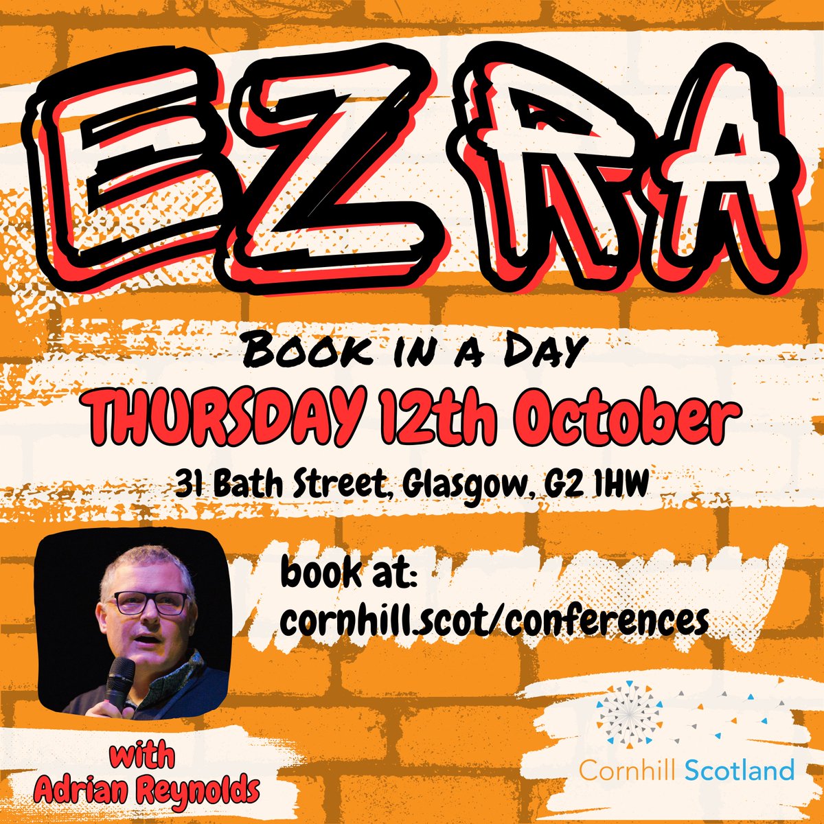 CornhillScot's tweet photo. Cornhill Book in a Day - Ezra - Thursday 12th October
with Adrian Reynolds from @theFIEC.

On Thurs 12th October please join us as we dive deep into the book of Ezra, a much over-looked Old Testament Book. Book at https://t.co/PmfknR0FP5

Venue: 31 Bath Street, Glasgow, G2 1HW https://t.co/fAi4vGIL0z