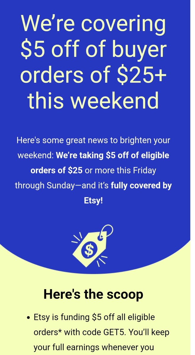 CostureroMarzo's tweet photo. Hi! Etsy is giving 5$ off to all buyers from US, UK and Canada!!!
Code: GET5
Don't miss the chance! Starts tomorrow!

Visit my little shop: https://t.co/L7MheXGIkH

#etsy #5off #discount #sale https://t.co/w0khBgq3y7