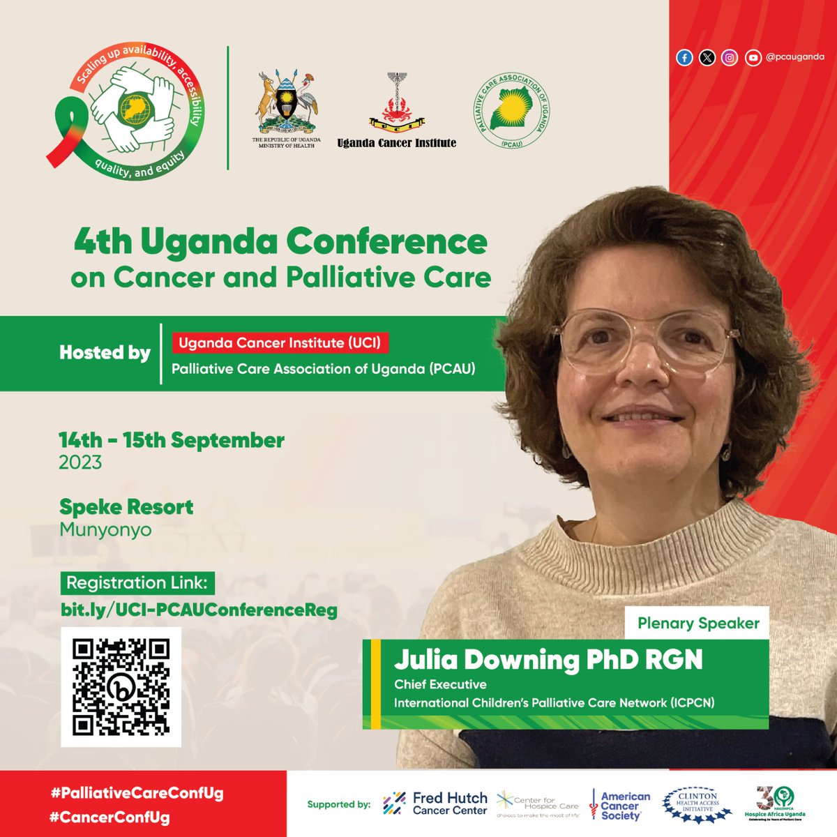 Prof. Downing is an experienced palliative care nurse, educationist, & researcher. She is the Chief Executive of the International Children's Palliative Care Network (ICPCN) & a professor at several universities. #CancerConfUg #PalliativeCareConfUg @UgandaCancerIns @PCAUganda