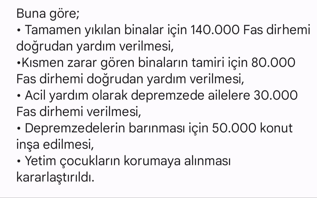 Fas Kralı Majesteleri VI. Muhammed'in başkanlık ettiği toplantıda deprem bölgesinin yeniden imarına yönelik acil planın yürürlüğe konulması kararlaştırıldı.