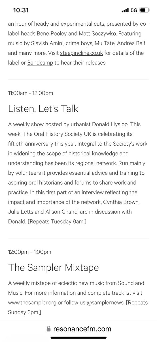 Hyslop45's tweet image. New radio show today @ResonanceFM featuring @OralHistorySoc regional network members @BL_OralHistory @oralhistory